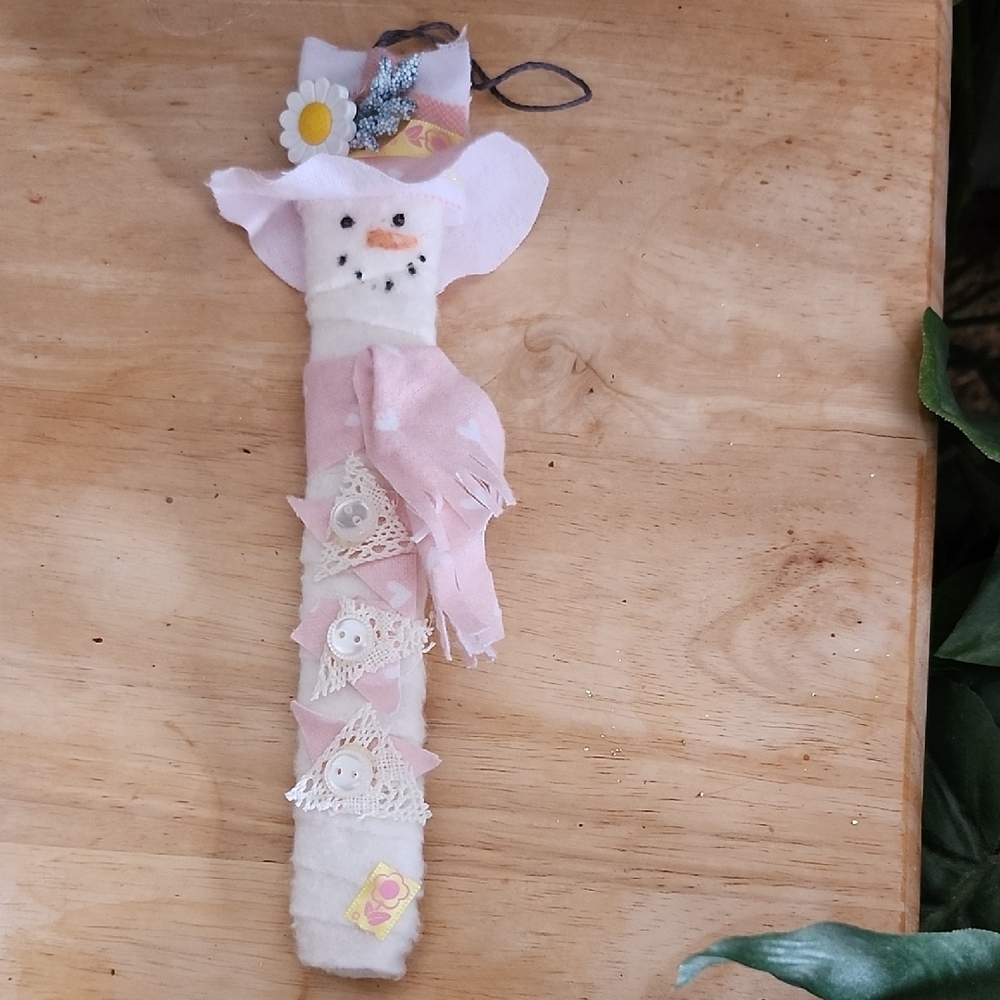 Charming Pink Snowman Ornament